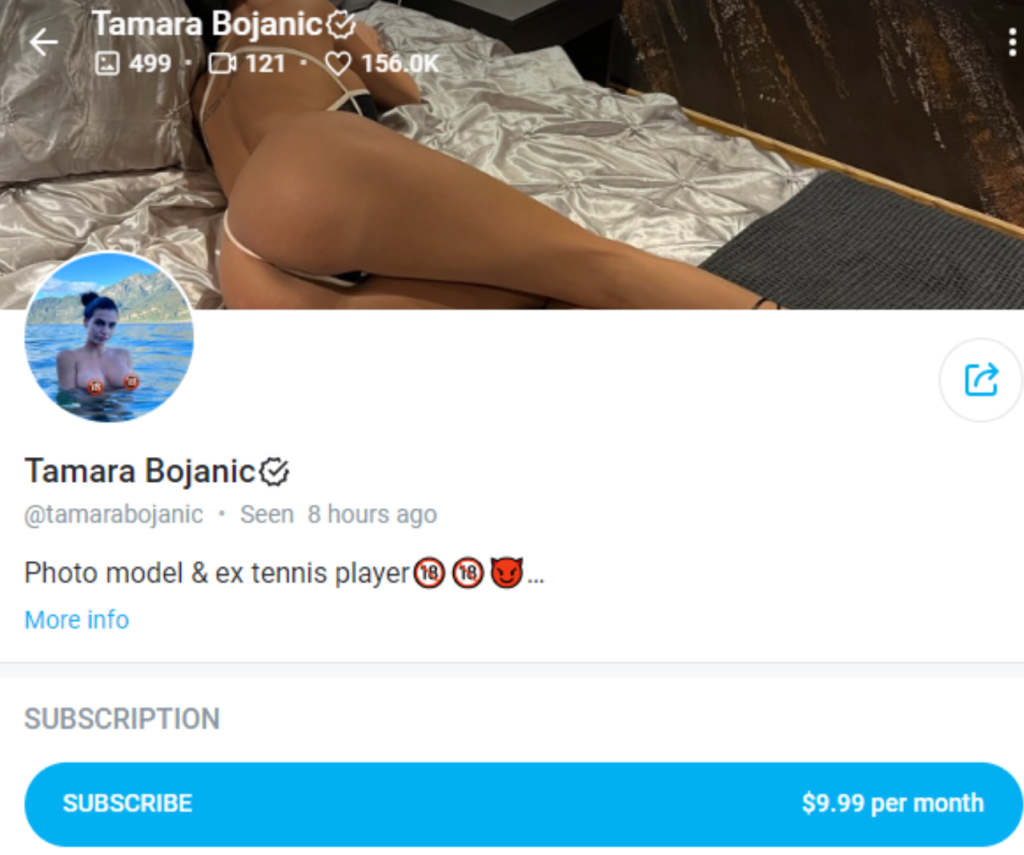 @tamarabojanic OnlyFans Captura de pantalla de la página