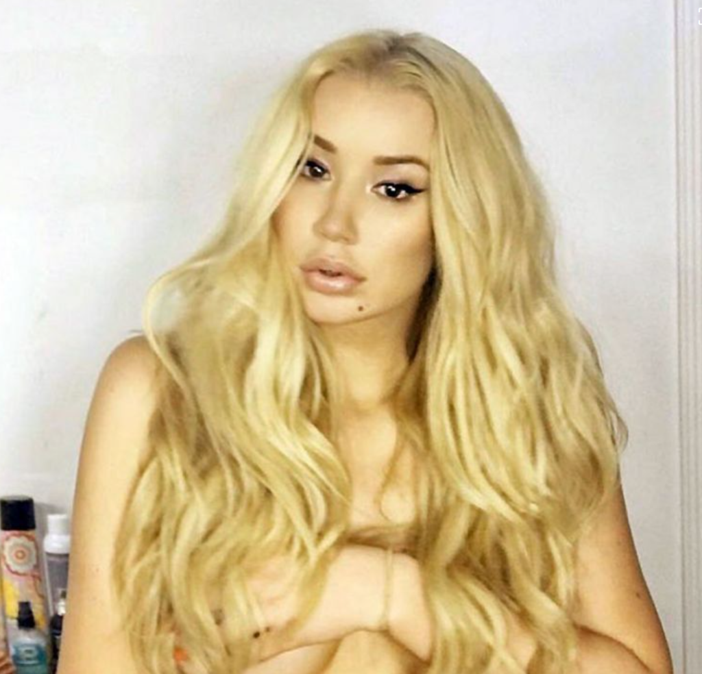 sexy photo of Iggy Azalea onlyfans model wearing naked covering her boobs