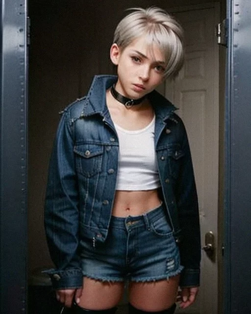 Femboy AI porno generato indossando abiti in denim